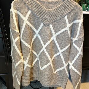 Abercrombie Brown and White Sweater